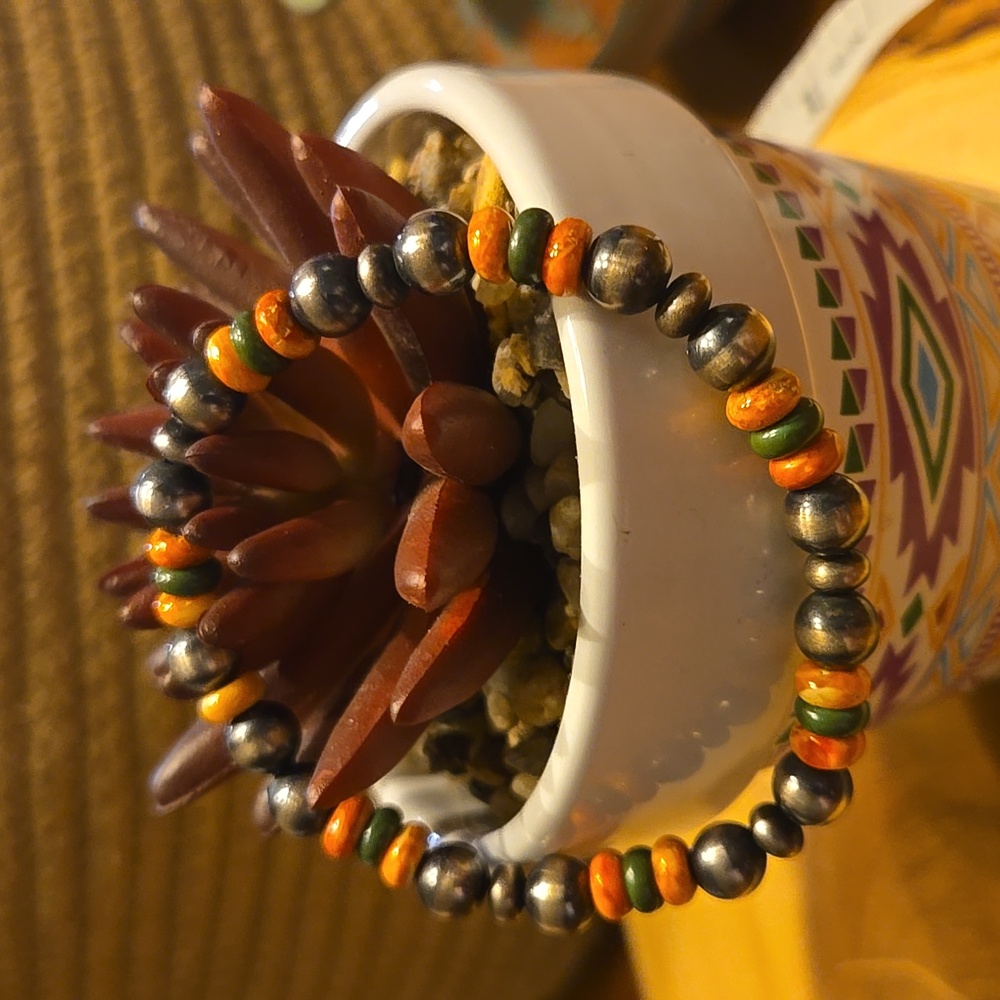 Native American, Hand Crafted, Stretch Bracelet. - image 1